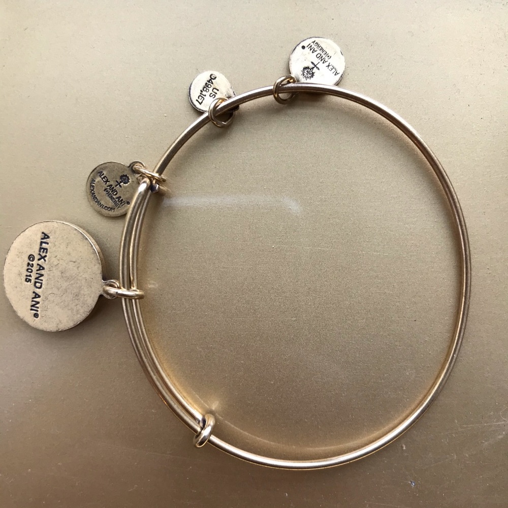 NWOT Gold Alex and Ani Fleur de Lis Charm Bangle - Picture 3 of 3